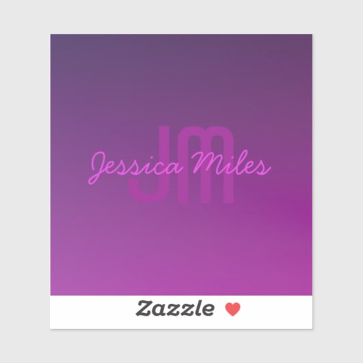 編集可能モダンモノグラムの文字と紫グラデーション シール (シート)