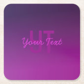 編集可能モダンモノグラムの文字と紫グラデーション スクエアペーパーコースター (正面)
