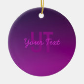 編集可能モダンモノグラムの文字と紫グラデーション セラミックオーナメント (正面)