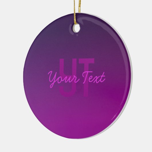 編集可能モダンモノグラムの文字と紫グラデーション セラミックオーナメント (左)