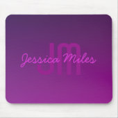 編集可能モダンモノグラムの文字と紫グラデーション マウスパッド (正面)