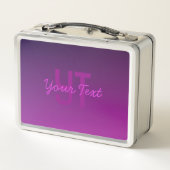 編集可能モダンモノグラムの文字と紫グラデーション メタルランチボックス (裏面)