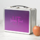 編集可能モダンモノグラムの文字と紫グラデーション メタルランチボックス (インサイチュ)