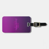 編集可能モダンモノグラムの文字と紫グラデーション ラゲッジタグ (正面横)