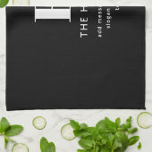 編集可能モダンモノグラム名とメッセージ |黒 キッチンタオル (折り畳み)