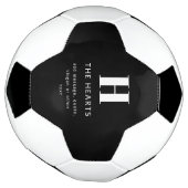 編集可能モダンモノグラム名とメッセージ |黒 サッカーボール (回転)