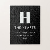 編集可能モダンモノグラム名とメッセージ |黒 ジグソーパズル (縦)