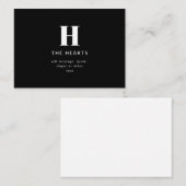 編集可能モダンモノグラム名とメッセージ |黒 ノートカード (正面/裏面)