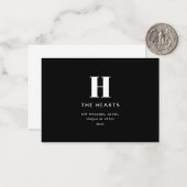 編集可能モダンモノグラム名とメッセージ |黒 ノートカード (正面/裏面インサイチュ)