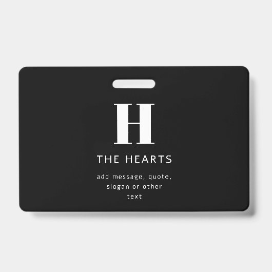 編集可能モダンモノグラム名とメッセージ |黒 バッジ (Front)