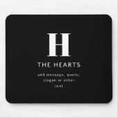 編集可能モダンモノグラム名とメッセージ |黒 マウスパッド (正面)