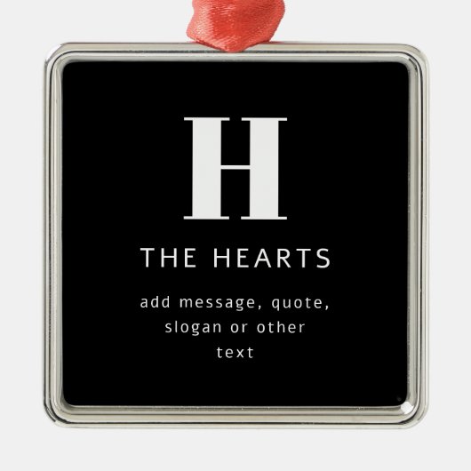 編集可能モダンモノグラム名とメッセージ |黒 メタルオーナメント (正面)