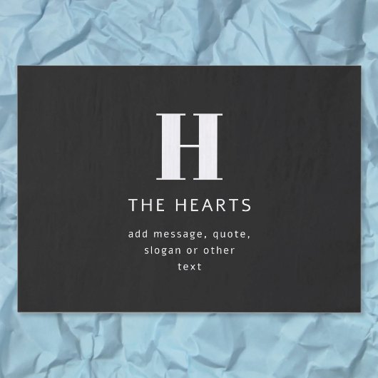 編集可能モダンモノグラム名とメッセージ |黒 薄葉紙