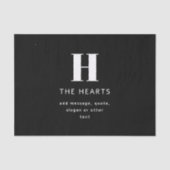 編集可能モダンモノグラム名とメッセージ |黒 薄葉紙 (正面)