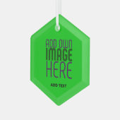 編集可能モダンライムグリーン画像文字テンプレート ガラスオーナメント (正面左)