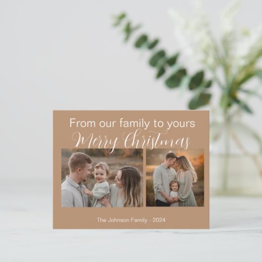 編集可能モダン休日と写真カスタム付き シーズンポストカード (スタンド正面)