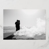 編集可能モダン写真はっきりした日付金ゴールドの保存 箔招待状 (裏面)