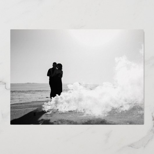 編集可能モダン写真はっきりした日付金ゴールドの保存 箔招待状 (裏面)