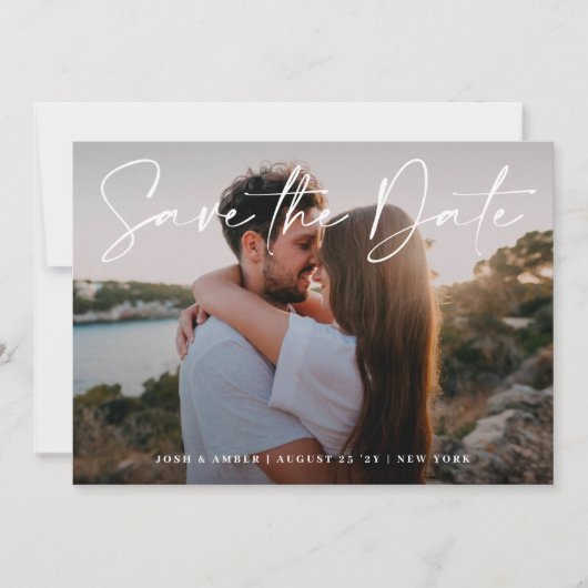 編集可能モダン写真QRコード |日付カードの保存 招待状 (正面)