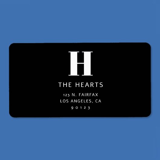 編集可能モダン差出人住所およびモノグラム |黒 ラベル