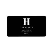 編集可能モダン差出人住所およびモノグラム |黒 ラベル (正面)