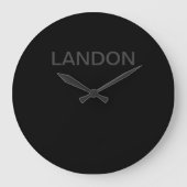 編集可能モダン文字 |濃いグレーと黒 ラージ壁時計 (正面)