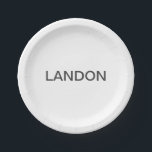 編集可能モダン文字 |白と濃い灰色 ペーパープレート<br><div class="desc">編集可能ミニマリストの外観、好きなように編集!</div>