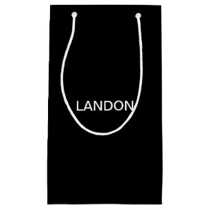 編集可能モダン文字  黒と白 スモールペーパーバッグ