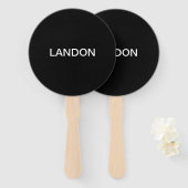 編集可能モダン文字 |黒と白 ハンドファン (正面&裏面)