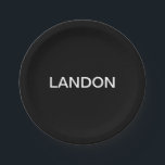 編集可能モダン文字 |黒と白 ペーパープレート<br><div class="desc">編集可能ミニマリストの外観、好きなように編集!</div>