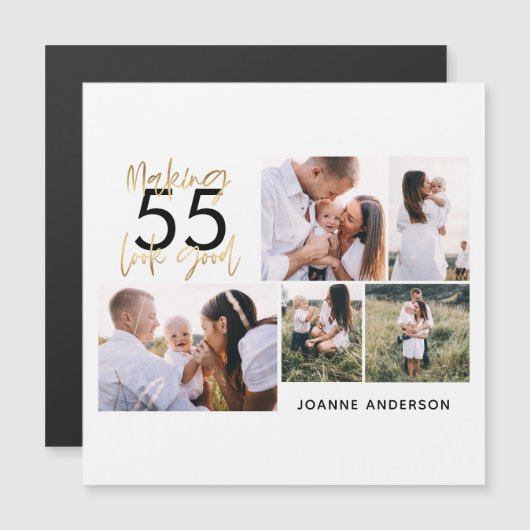 編集可能モダン生誕生日数々の写真の休日 (正面/裏面)