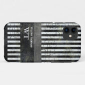 編集可能モダン白ストライプ黒 Case-Mate iPhoneケース (裏面(横))