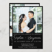 編集可能モダン結婚式の招待カードフォトコラージュ 招待状 (正面/裏面)