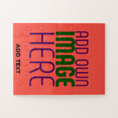 編集可能モダン赤オレンジ色の画像文字テンプレート ジグソーパズル (横)