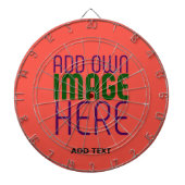 編集可能モダン赤オレンジ色の画像文字テンプレート ダーツボード (正面)
