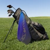 編集可能モダン金ゴールドスタイリッシュ文字とブルーパープル ゴルフタオル (グリーン)