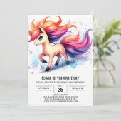 編集可能モダン馬誕生日 招待状 (スタンド正面)