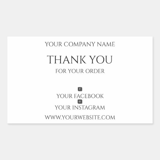 編集可能モダン、ご注文ありがとうございます 長方形シール (正面)