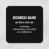 編集可能モダンQRコード | 白黒または任意の色 スクエア名刺 (裏面)