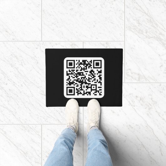 編集可能モダンQRコード | 白黒または任意の色 ドアマット (室内)