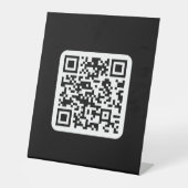 編集可能モダンQRコード | 白黒または任意の色 台座サイン (正面)