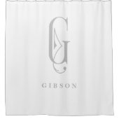 編集可能モノグラムエレガントを使用した洗練された灰色 シャワーカーテン (正面)