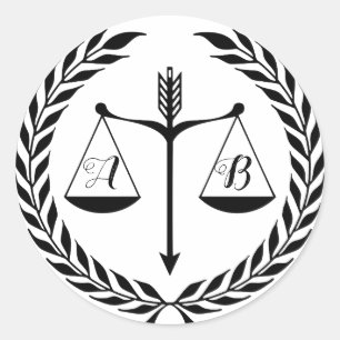 編集可能モノグラム弁護士弁護士裁判官 ラウンドシール