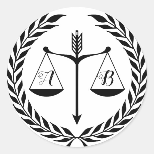 編集可能モノグラム弁護士弁護士裁判官 ラウンドシール (正面)
