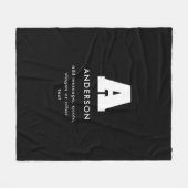 編集可能モノグラム文字 | ブラック&ホワイト フリースブランケット (正面(横))