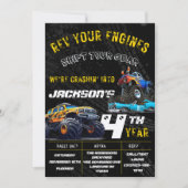 編集可能モンスタートラック誕生日パーティーの招待 招待状 (正面)