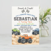 編集可能モンスタートラック誕生日招待状テンプレート 招待状 (スタンド正面)