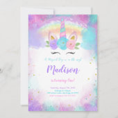 編集可能ユニコーン誕生日パーティーの招待 招待状 (正面)