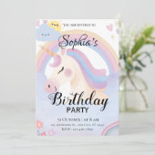 編集可能ユニコーン誕生日パーティーの招待 招待状 (スタンド正面)