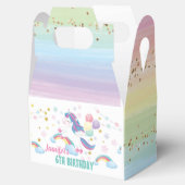 編集可能ユニコーン誕生日パーティーパーソナライズされた文字 フェイバーボックス (オープン)